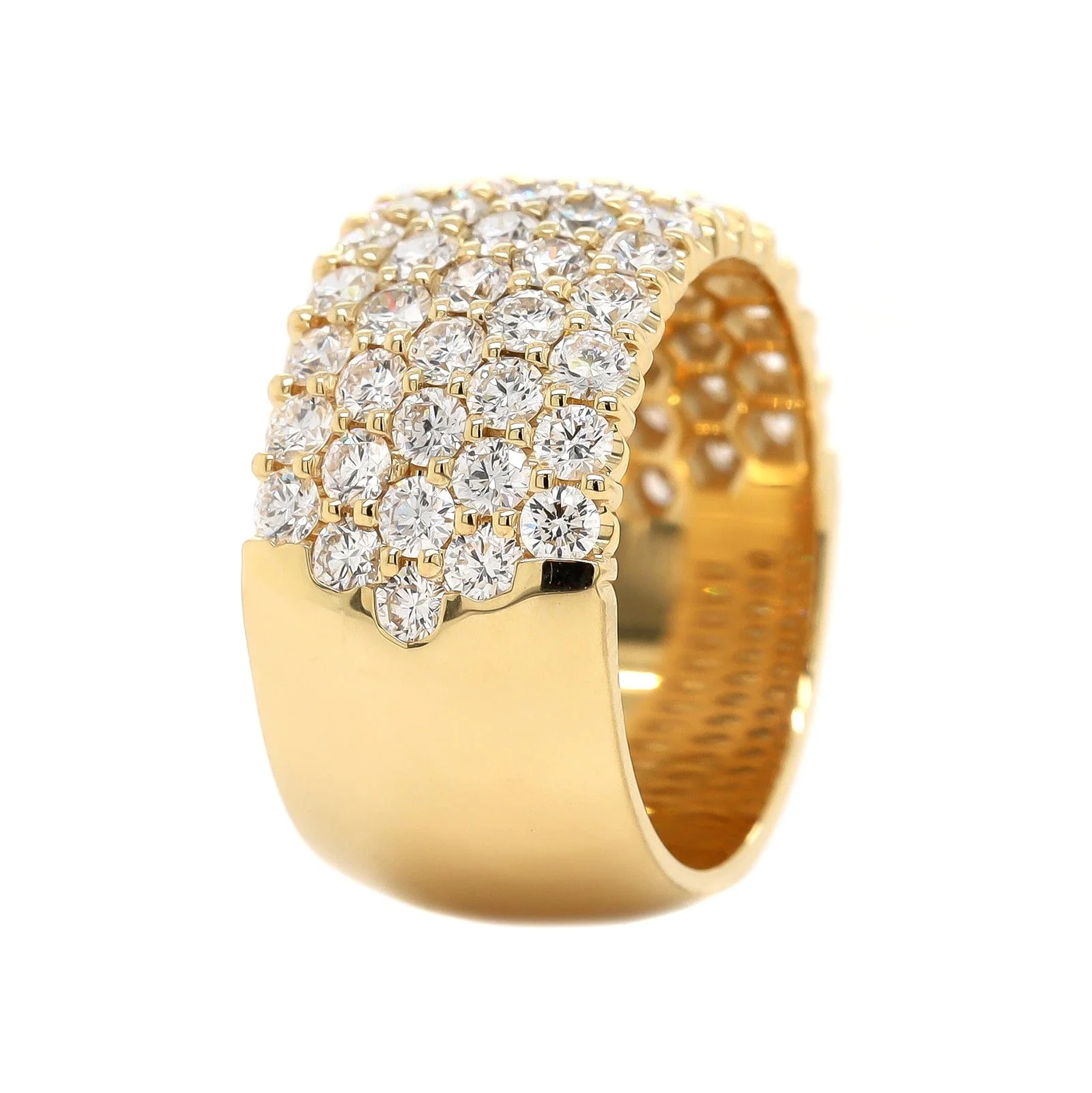 18K Yellow Gold 5 Row Domed Diamond Band - Image 2