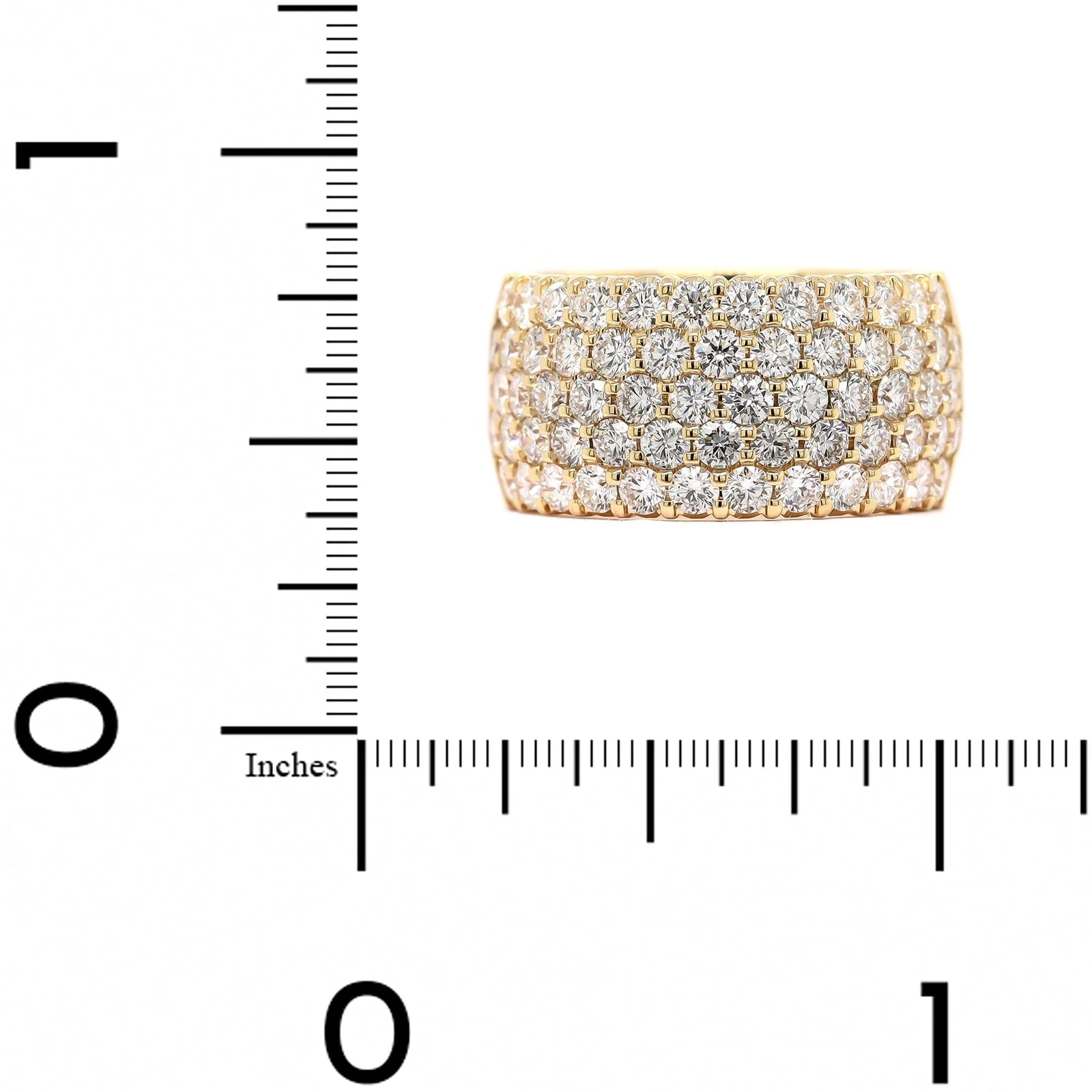 18K Yellow Gold 5 Row Domed Diamond Band - Image 4