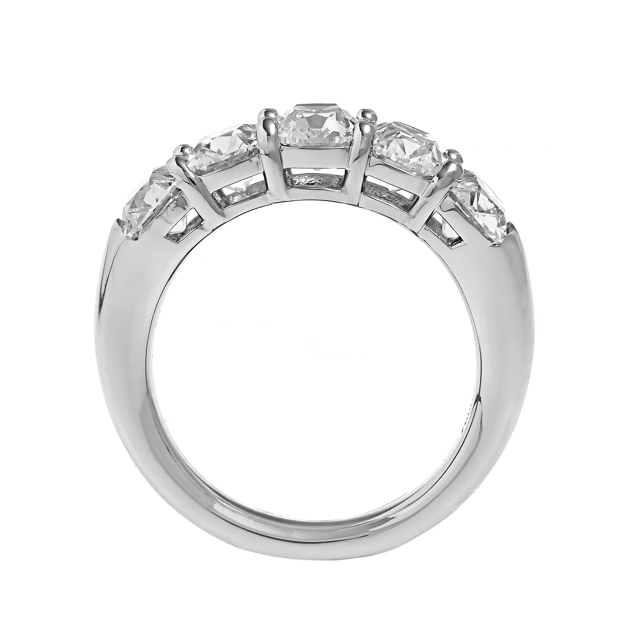 Platinum 5 Stone Elongated Cushion Cut Diamond Band - Image 3