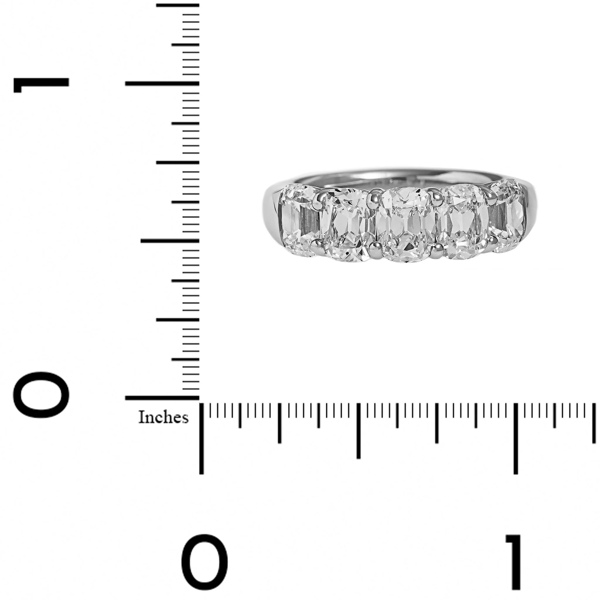 Platinum 5 Stone Elongated Cushion Cut Diamond Band - Image 4
