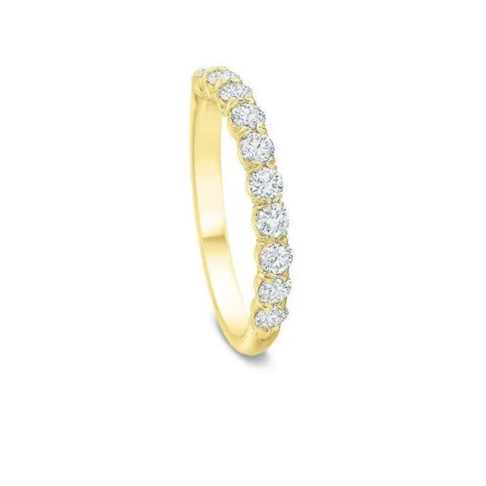 18K Yellow Gold Silke Prong Halfway Diamond Band - Image 2