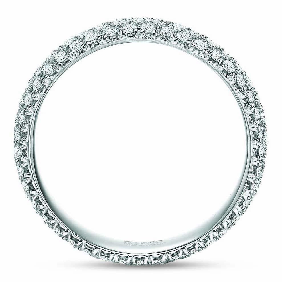 18K White Gold 3 Row Half Diamond Eternity Band - Image 3