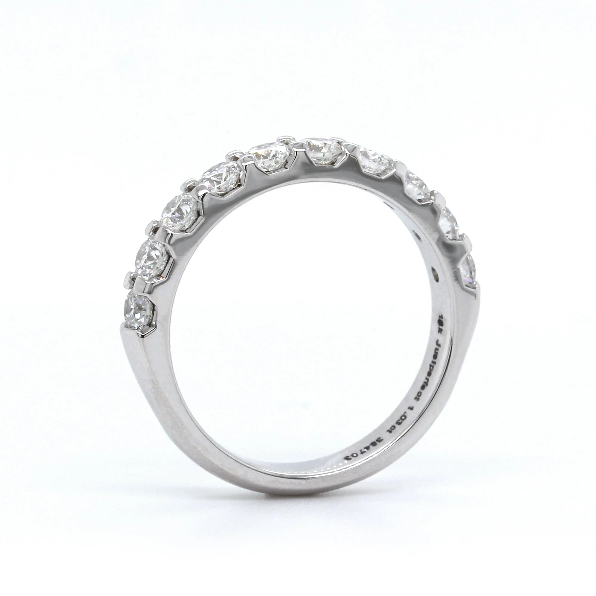 18K White Gold Shared Prong 10-Stone Band - Image 2