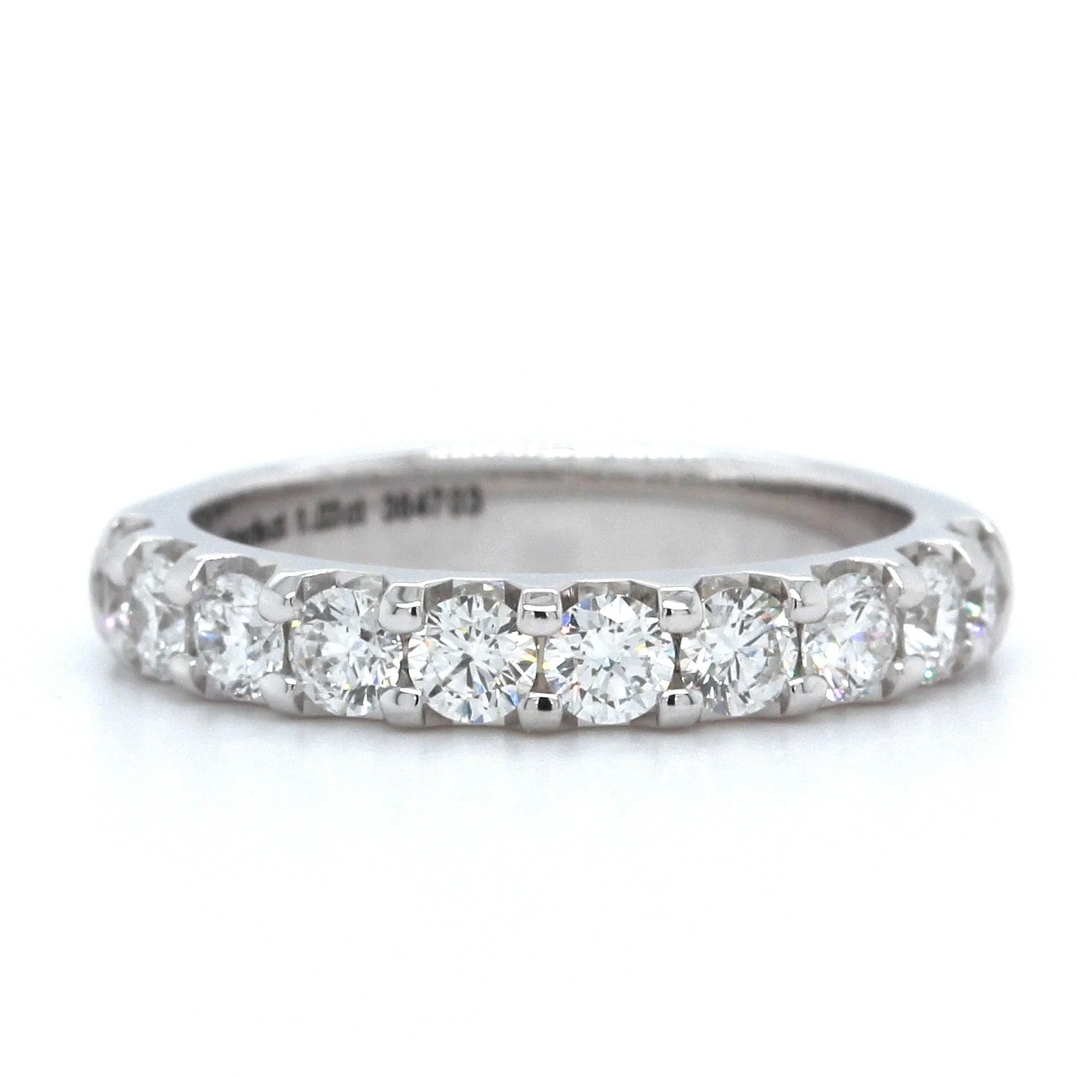 18K White Gold Shared Prong 10-Stone Band - Image 4