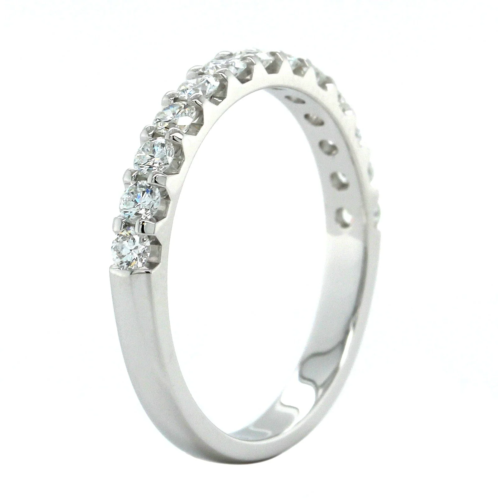 18K White Gold Shared Prong Diamond Band - Image 2