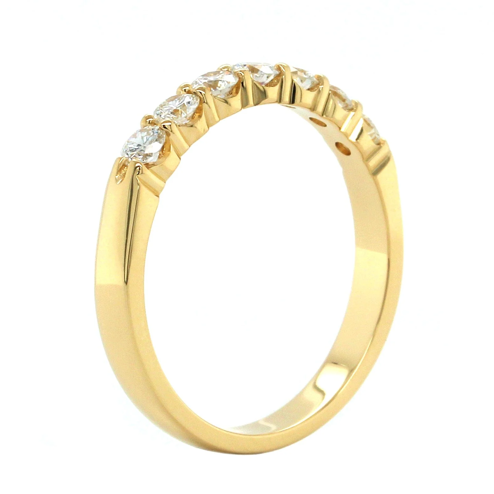18K Yellow Gold 7 Stone Shared Prong Diamond Band - Image 2