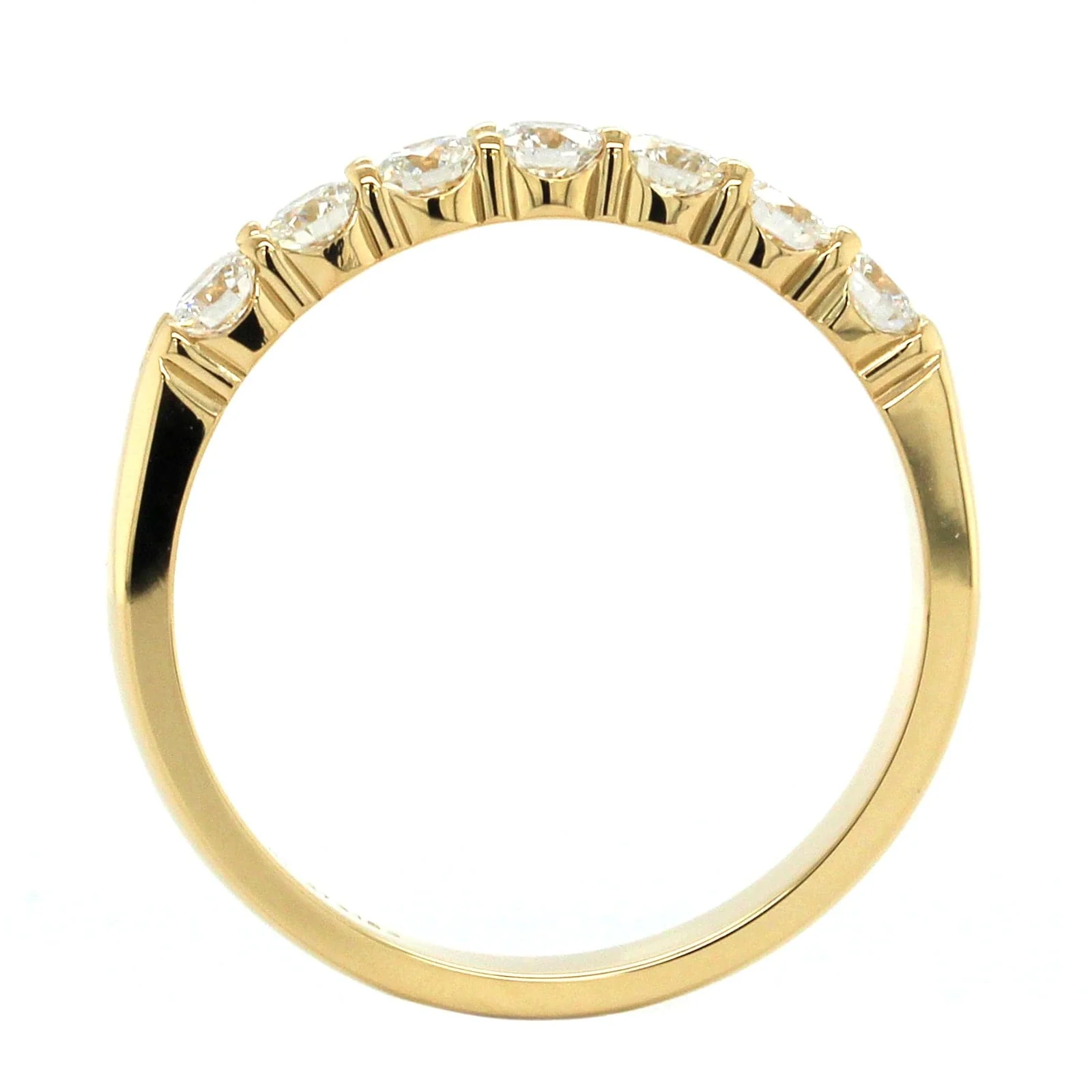 18K Yellow Gold 7 Stone Shared Prong Diamond Band - Image 3