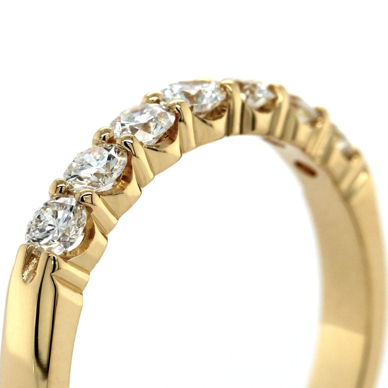 18K Yellow Gold 7 Stone Shared Prong Diamond Band - Image 4