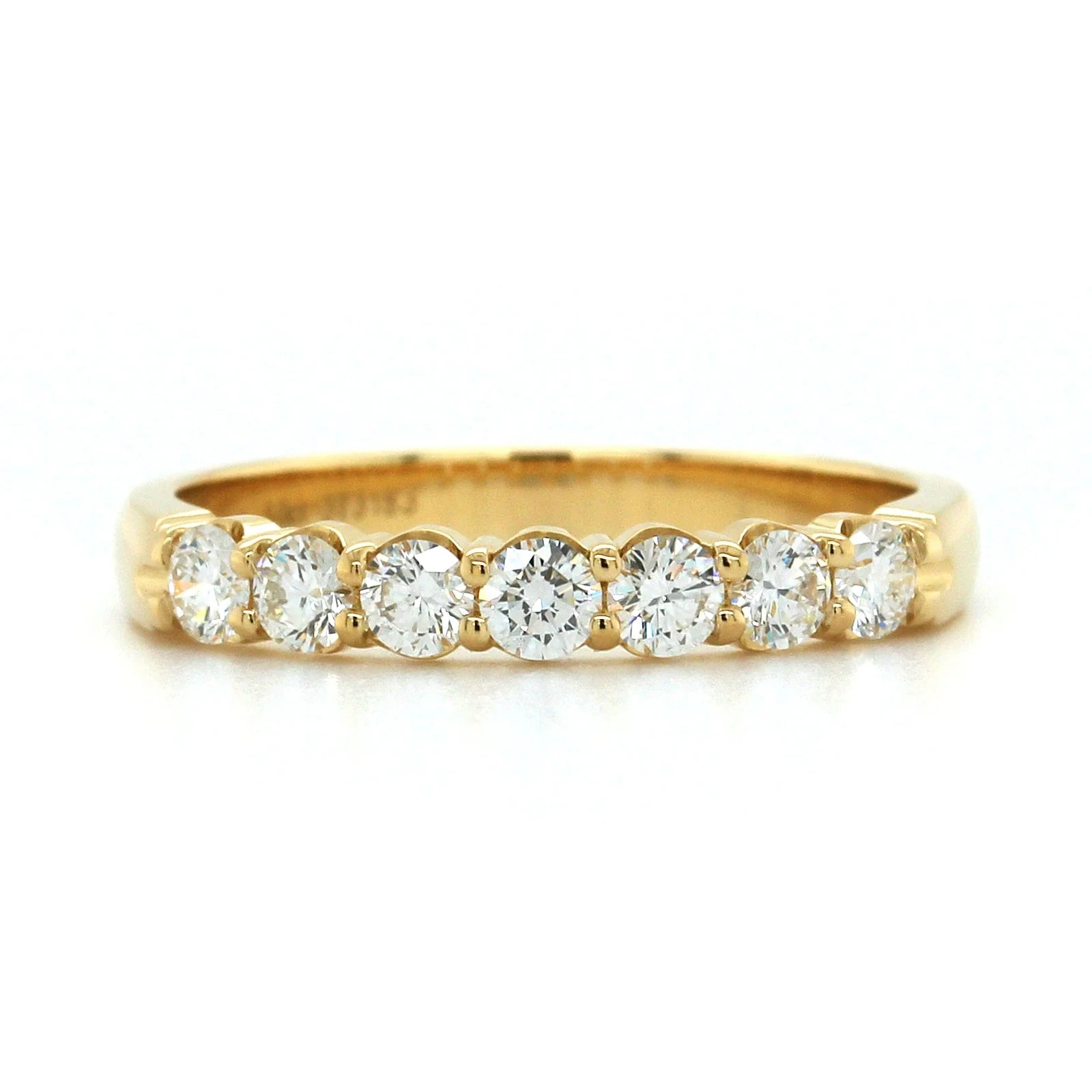 18K Yellow Gold 7 Stone Shared Prong Diamond Band - Image 5