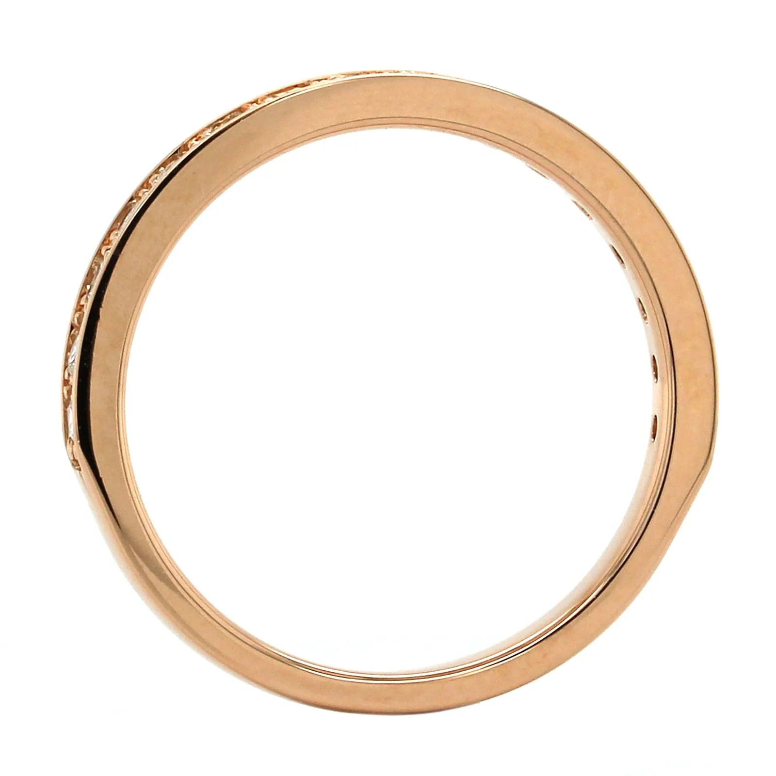 18K Rose Gold Flat Sides Diamond Band - Image 3