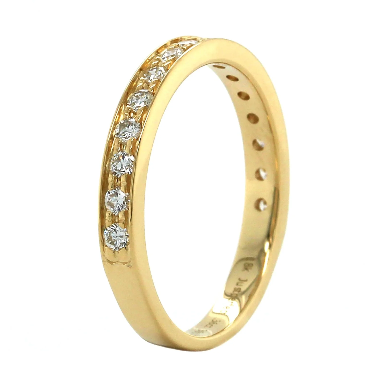 18K Yellow Gold Flat Sides Diamond Band - Image 2