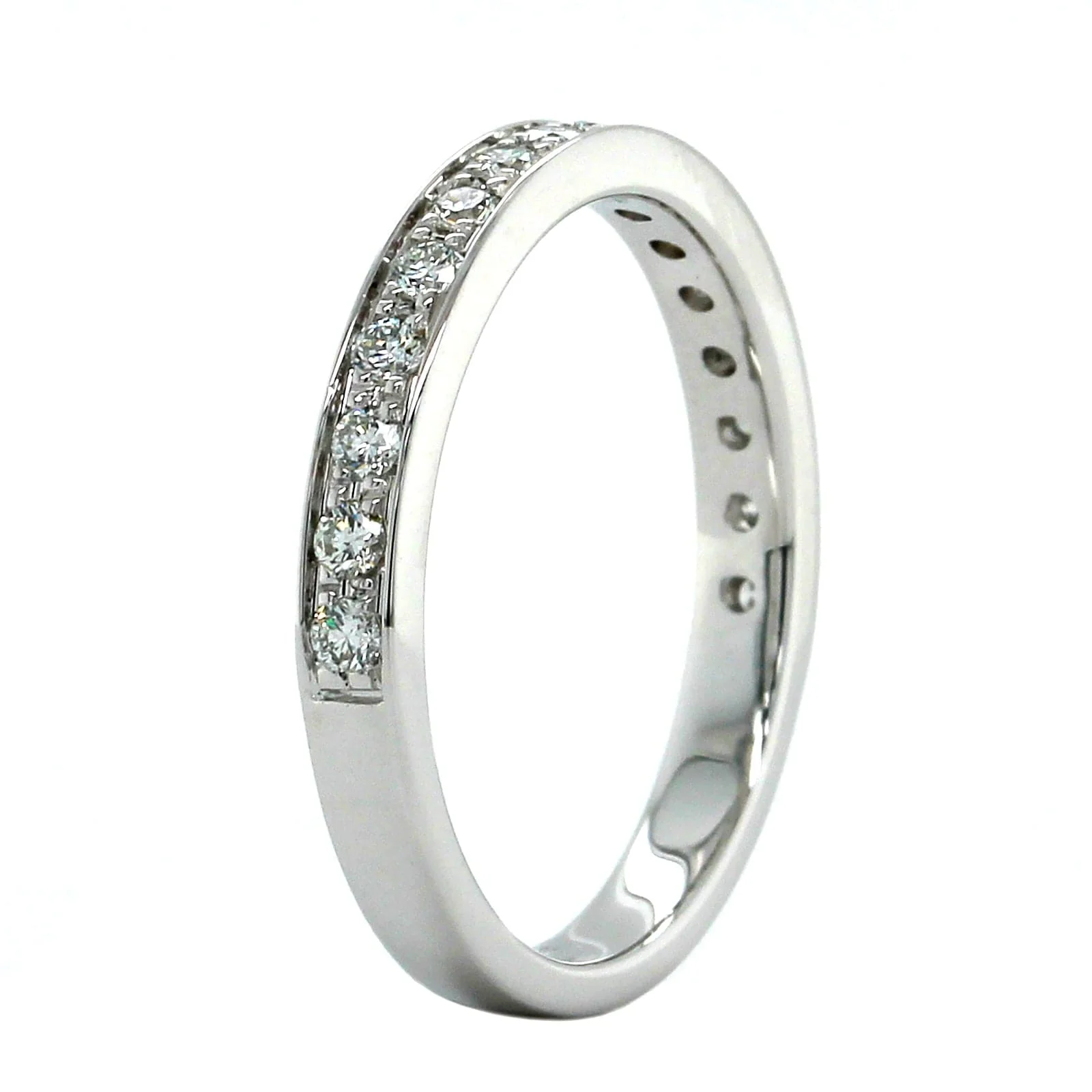 18K White Gold Bead Set 16 Stone Diamond Band - Image 2