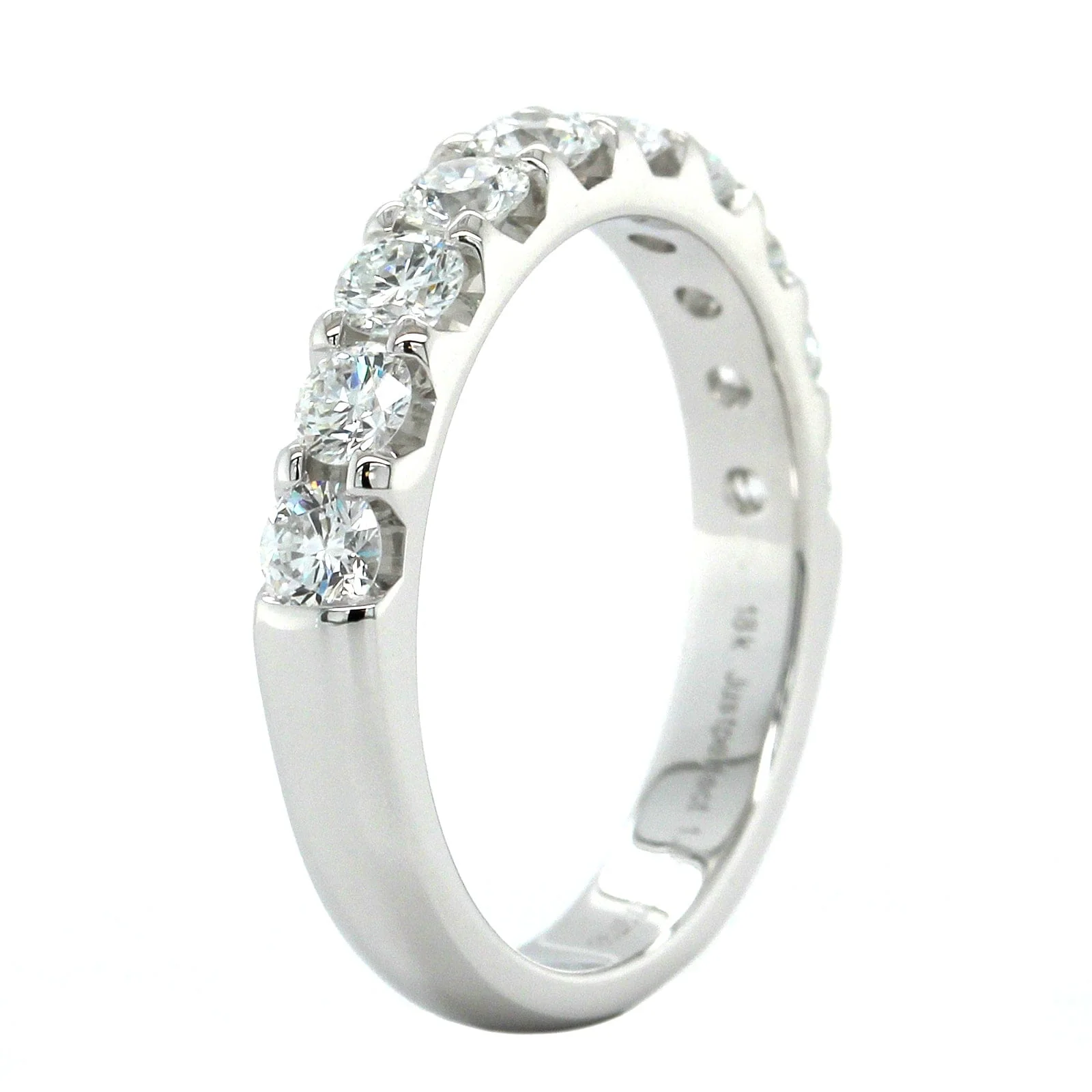 18K White Gold Shared Prong 10 Diamond Band - Image 2