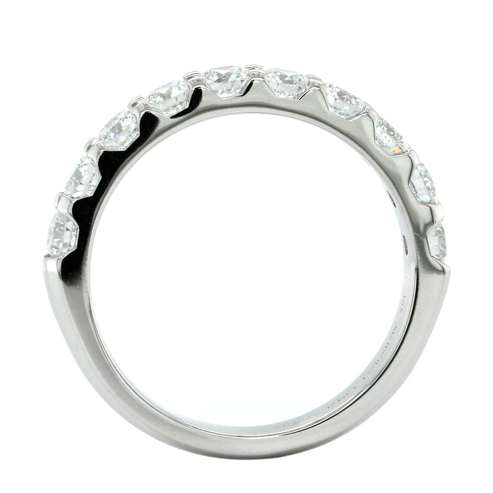18K White Gold Shared Prong 10 Diamond Band - Image 3