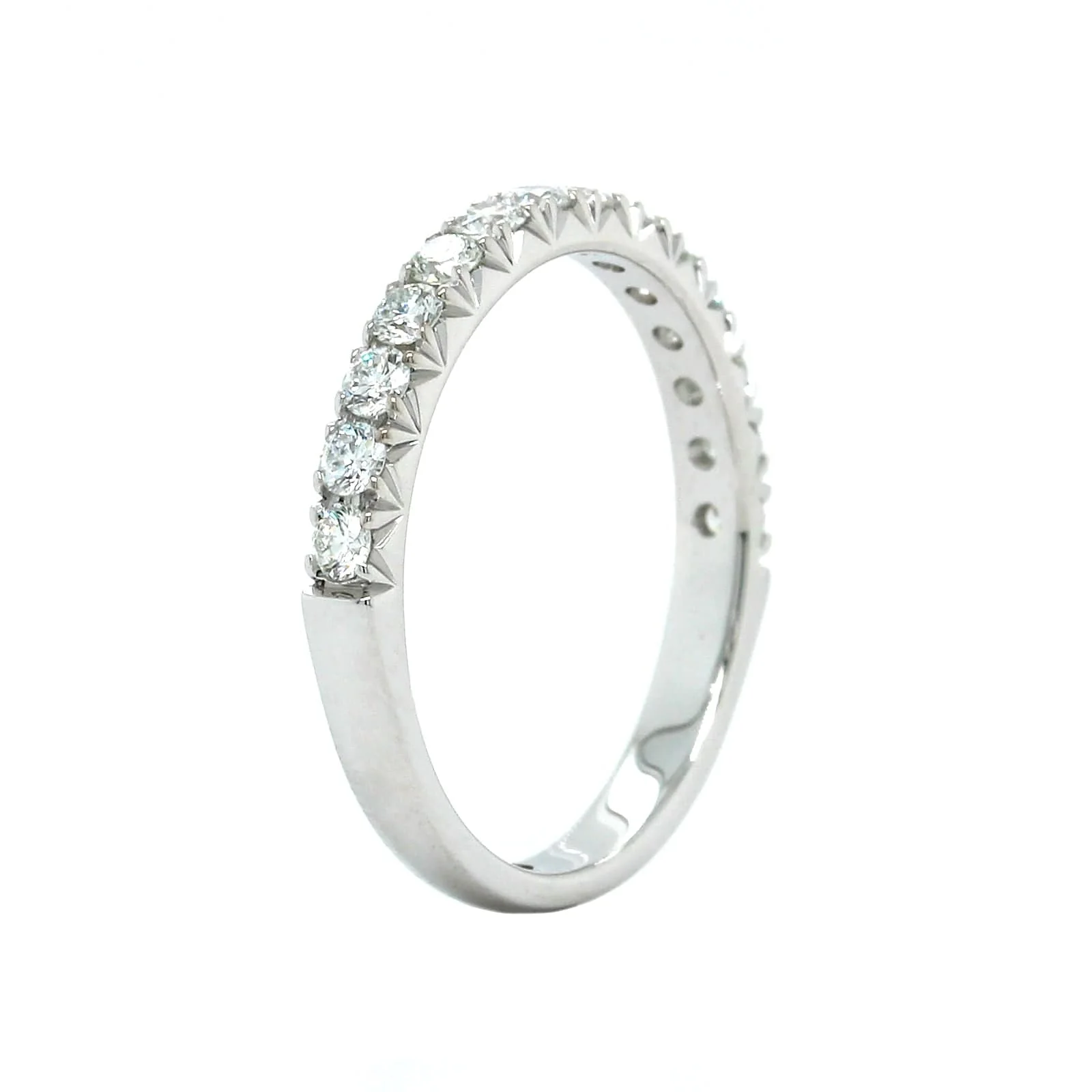 18K White Gold Prong Set Halfway Diamond Band - Image 2