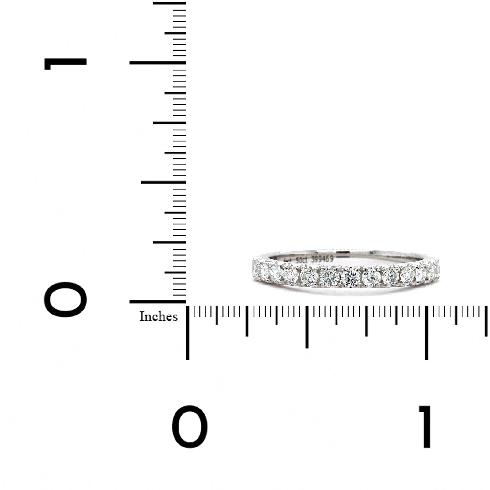 18K White Gold Prong Set Halfway Diamond Band - Image 3