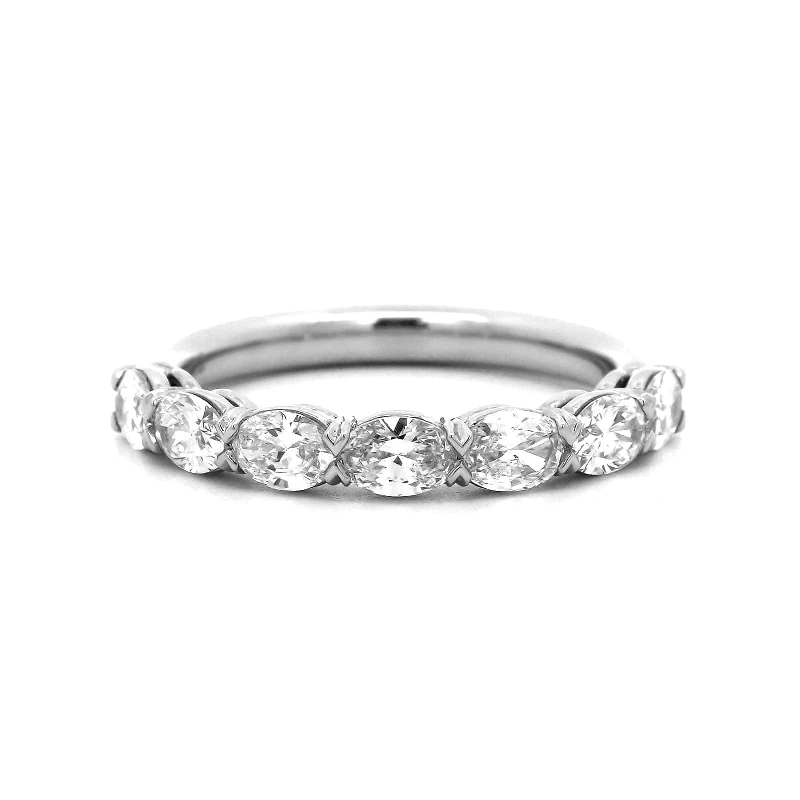 Platinum Grand Aire 7 Stone Oval Shaped Diamond Band
