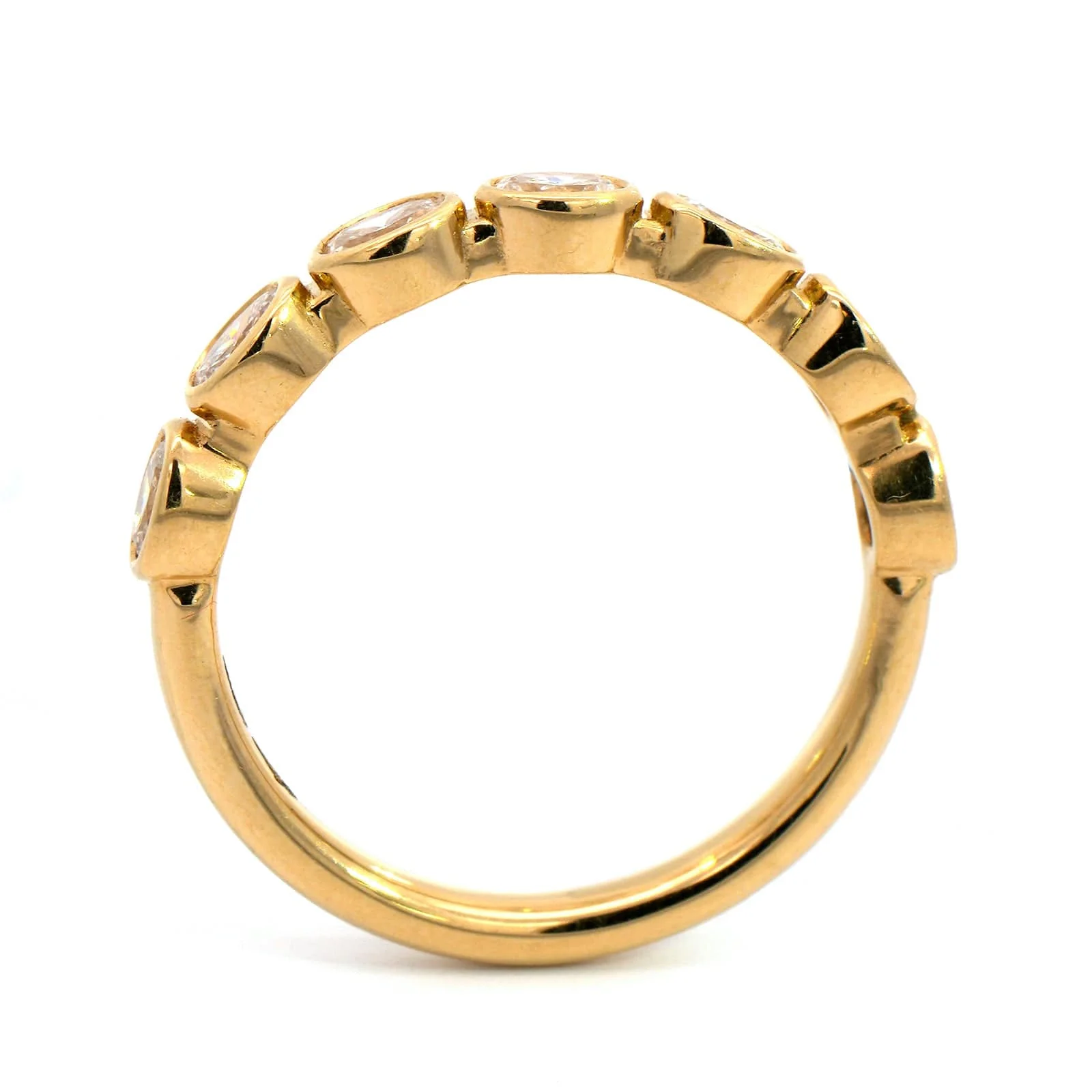 18K Yellow Gold Bezel Set Diamond Band - Image 3