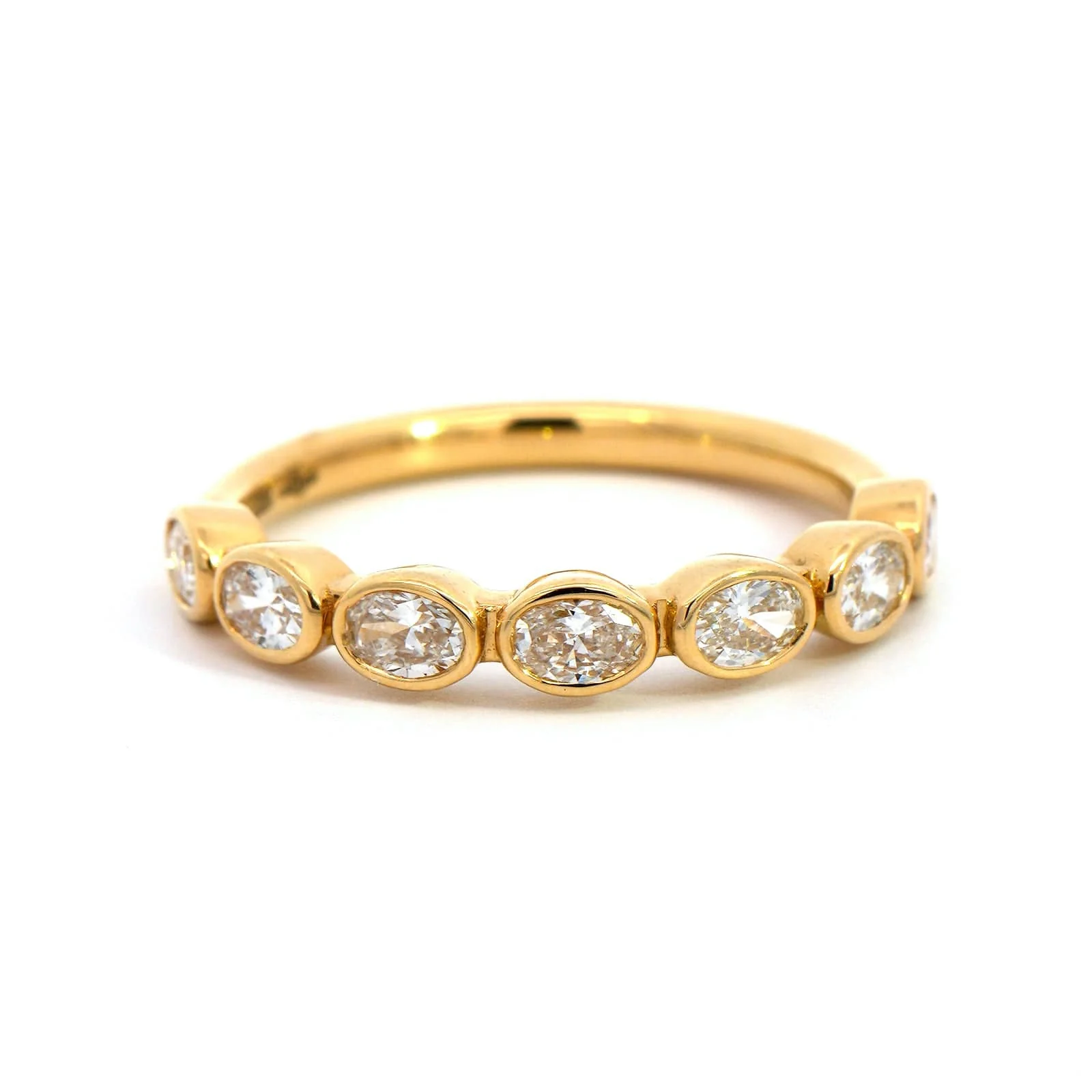 18K Yellow Gold Bezel Set Diamond Band - Image 5