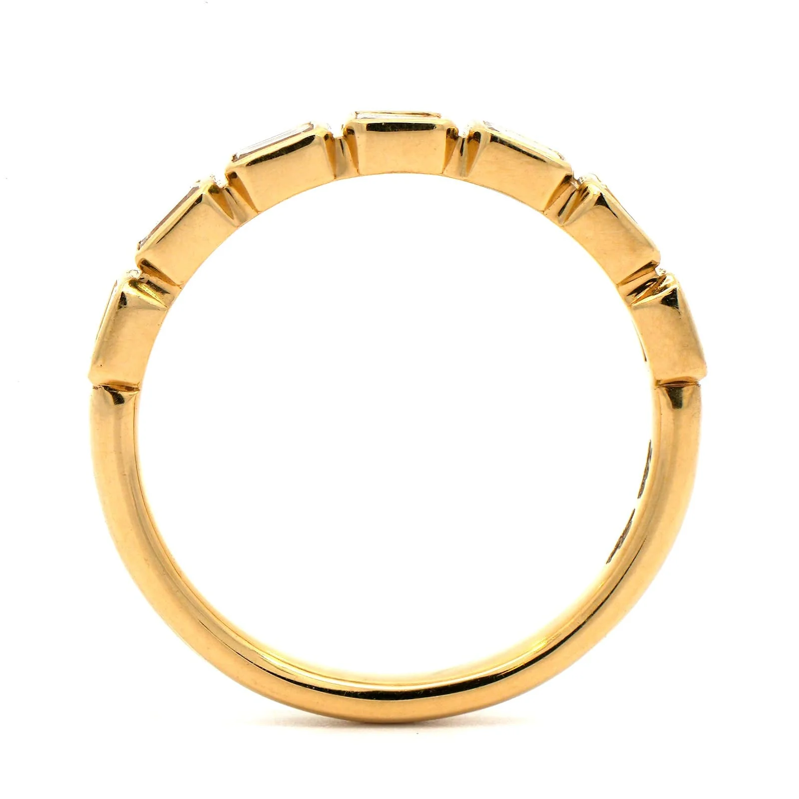 18K Yellow Gold Bezel Set Emerald Cut Diamond Band - Image 3
