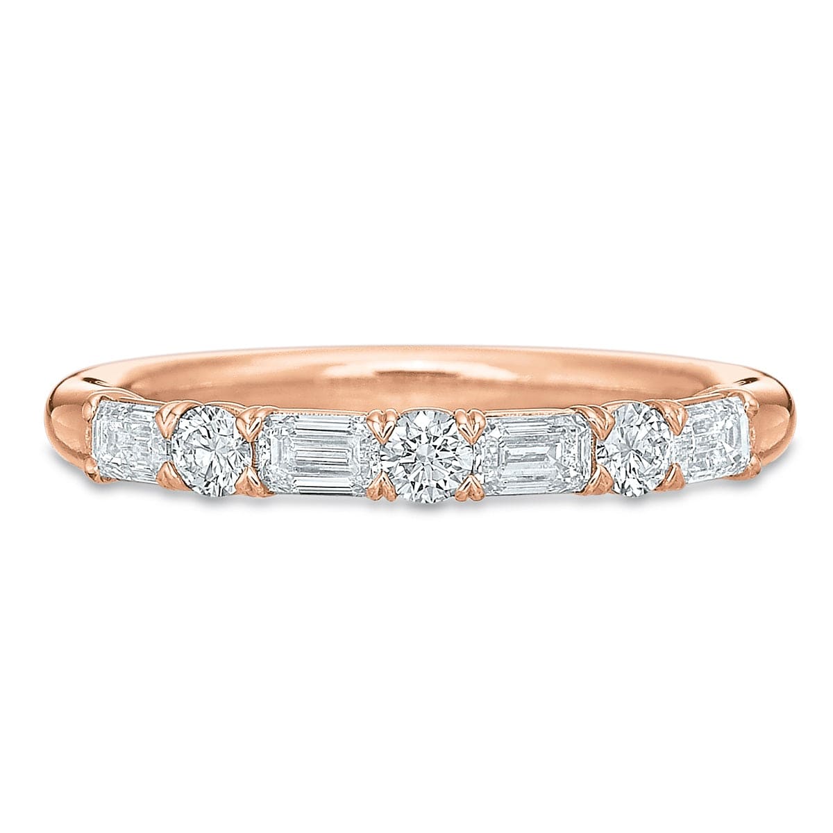 18K Rose Gold Diamond Shared Prong Band
