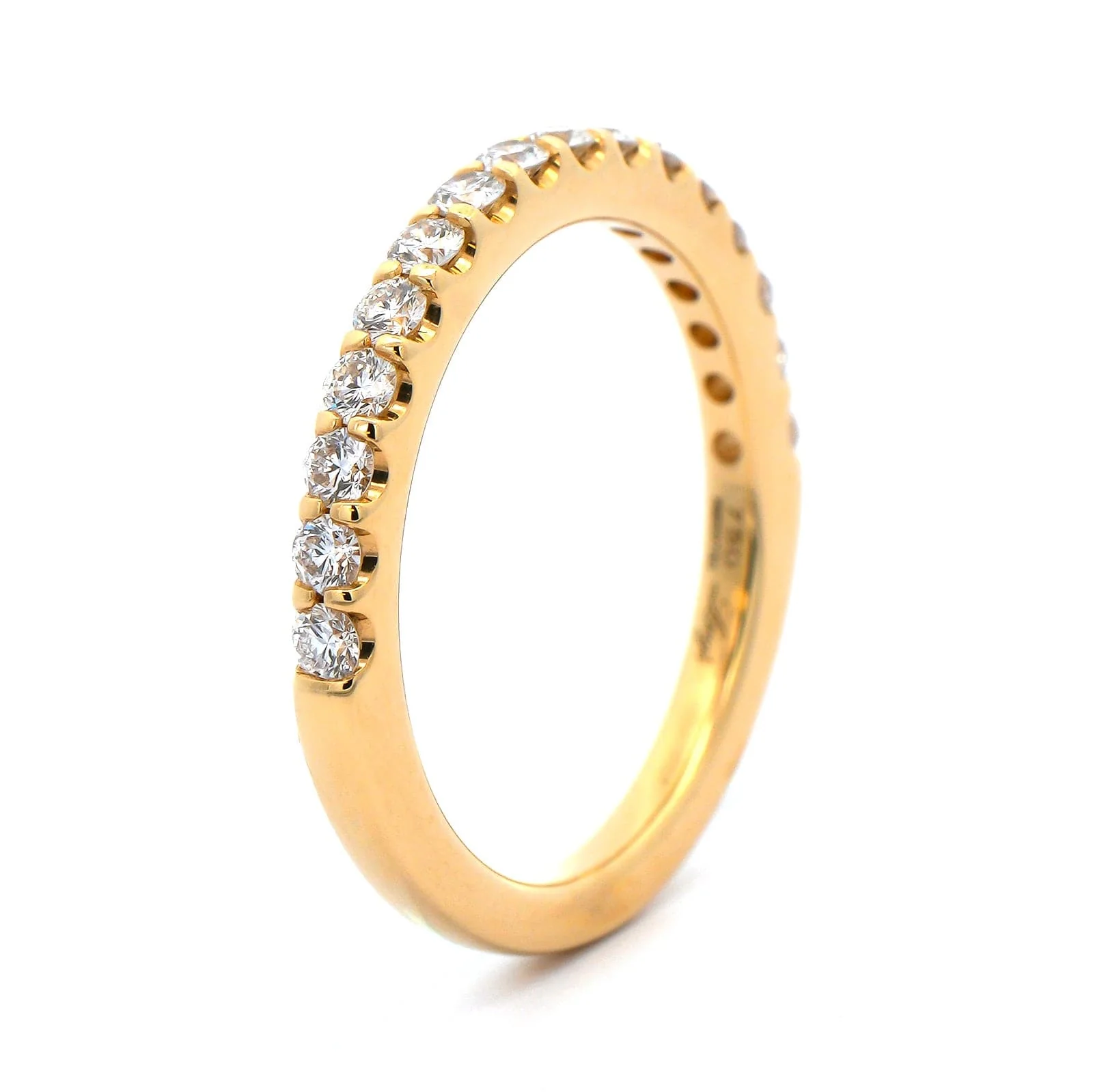18K Yellow Gold Modern Aire Shared Prong Diamond Band - Image 2