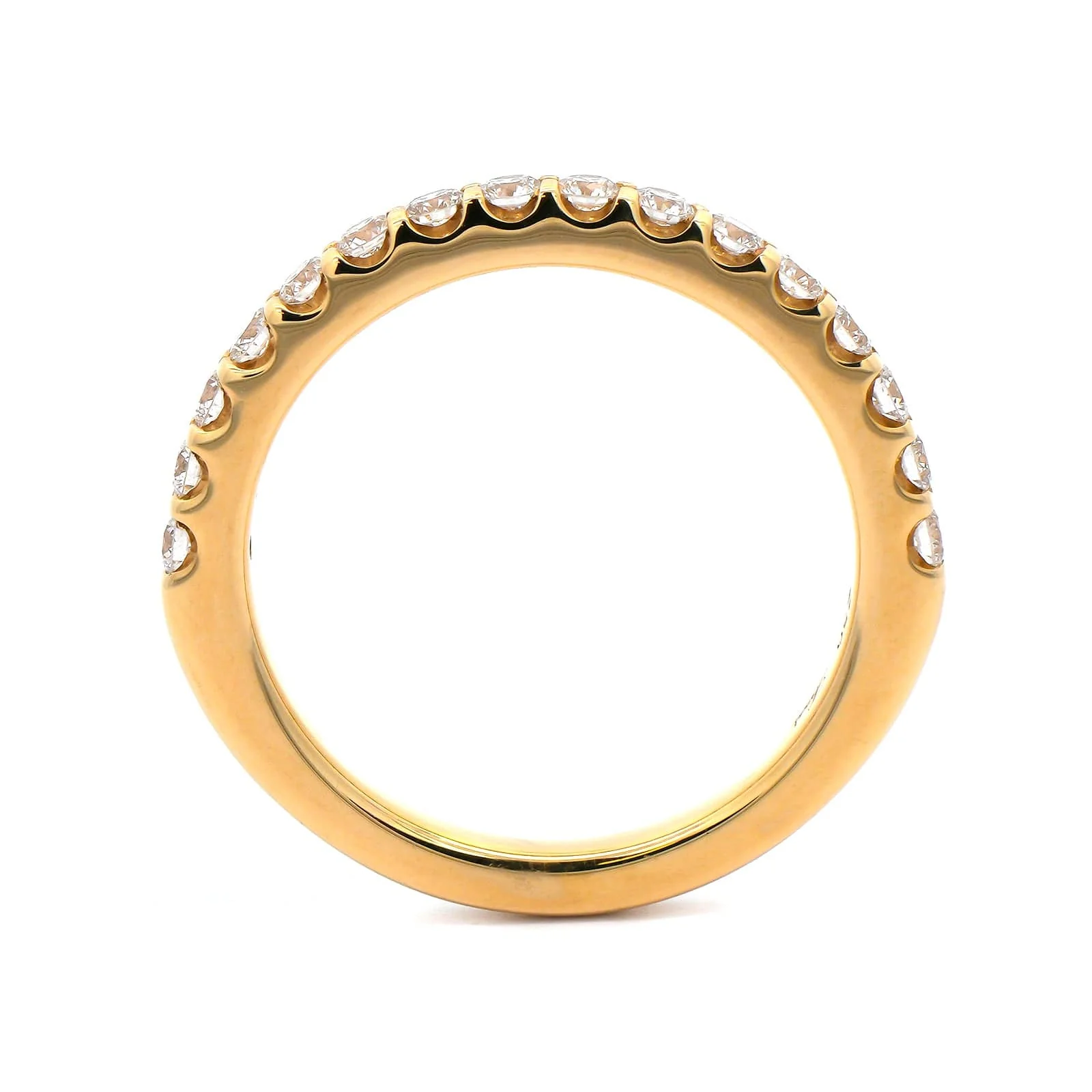 18K Yellow Gold Modern Aire Shared Prong Diamond Band - Image 3