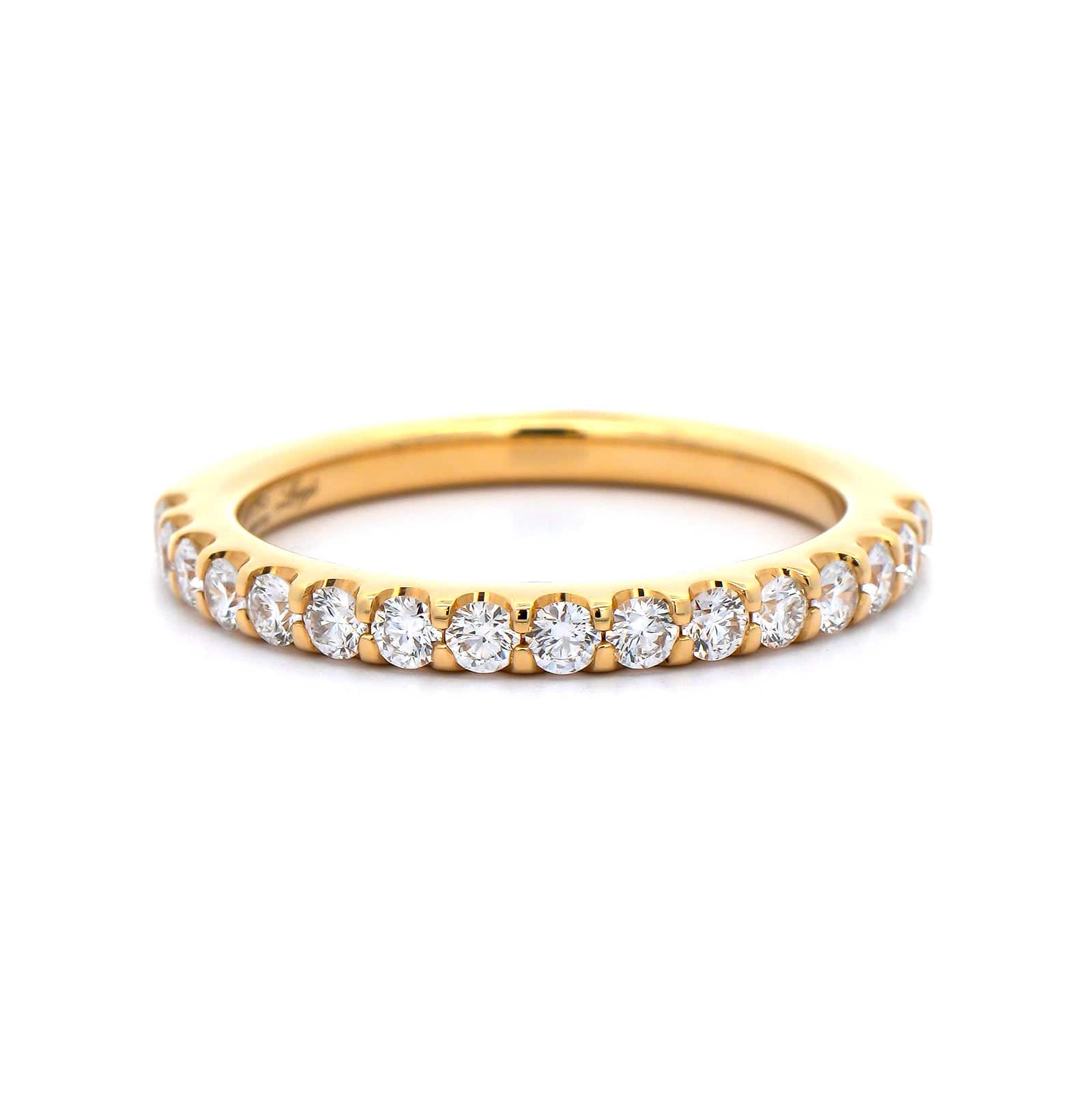 18K Yellow Gold Modern Aire Shared Prong Diamond Band - Image 4