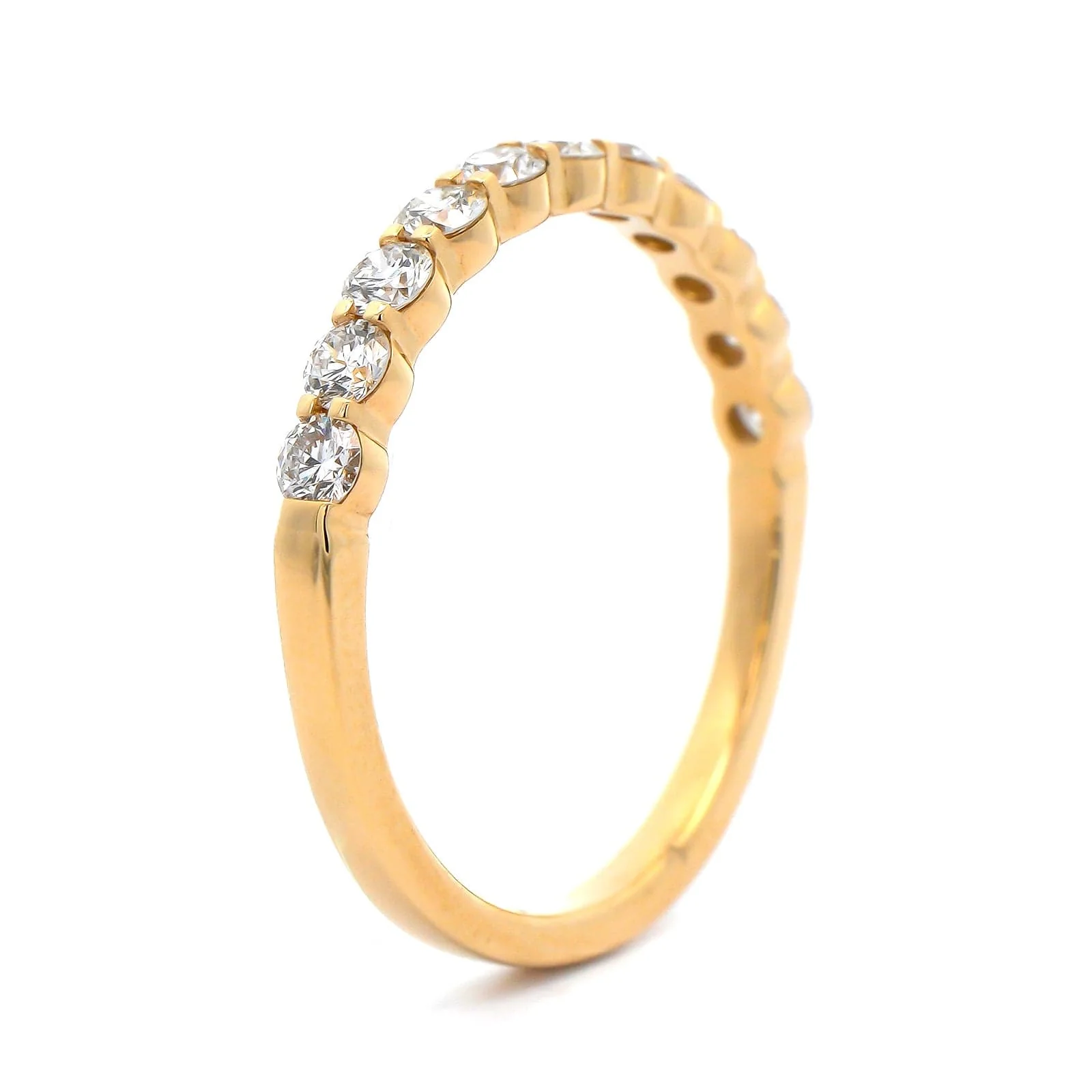18K Yellow Gold Classic Shared Prong Diamond Band - Image 2
