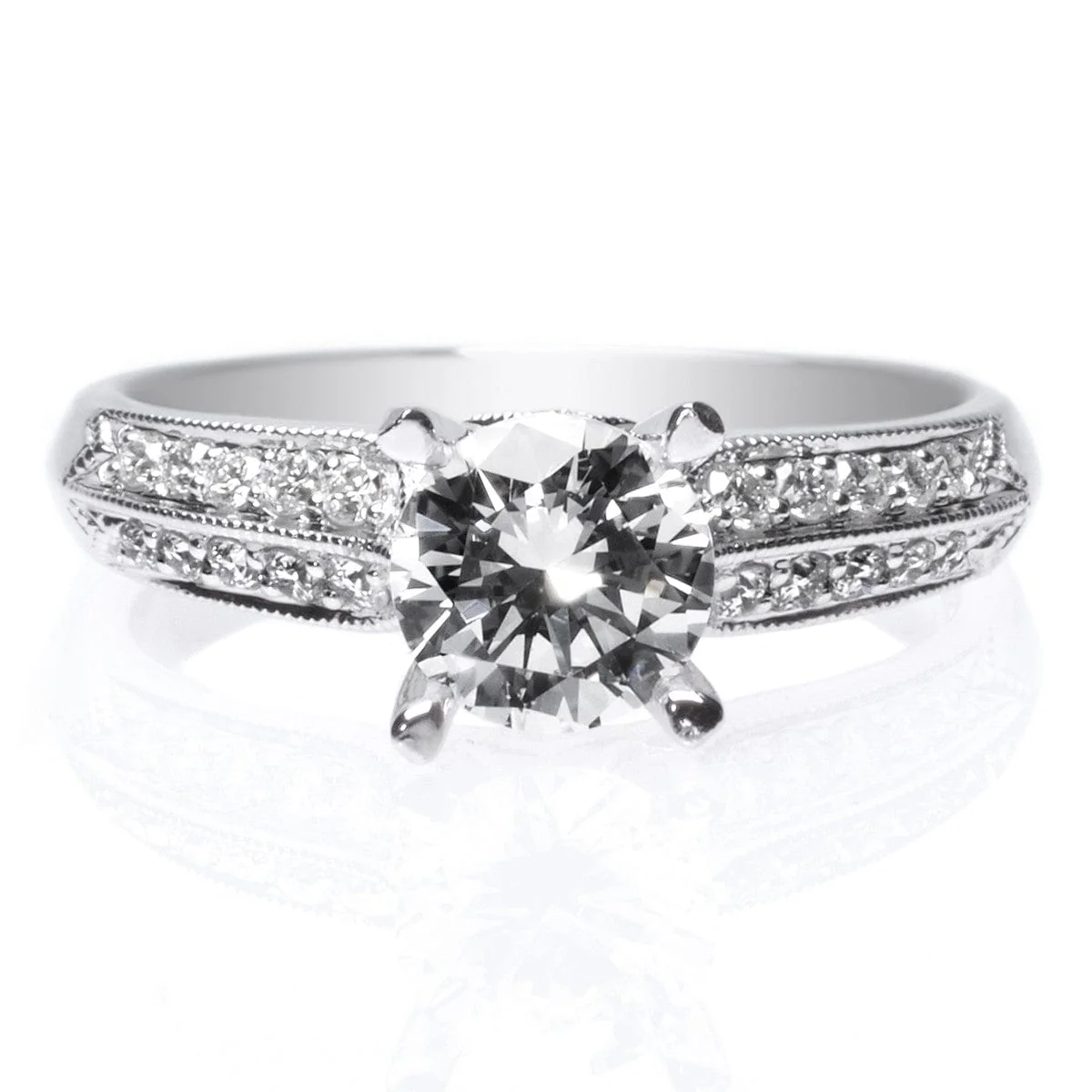 Platinum Knife Edge Pave Engagement Ring Setting
