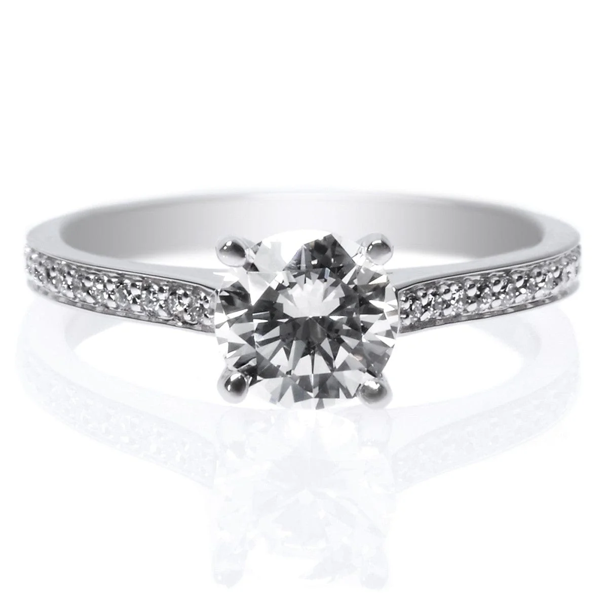 Platinum 4-Prong Channel Set Engagement Ring Setting