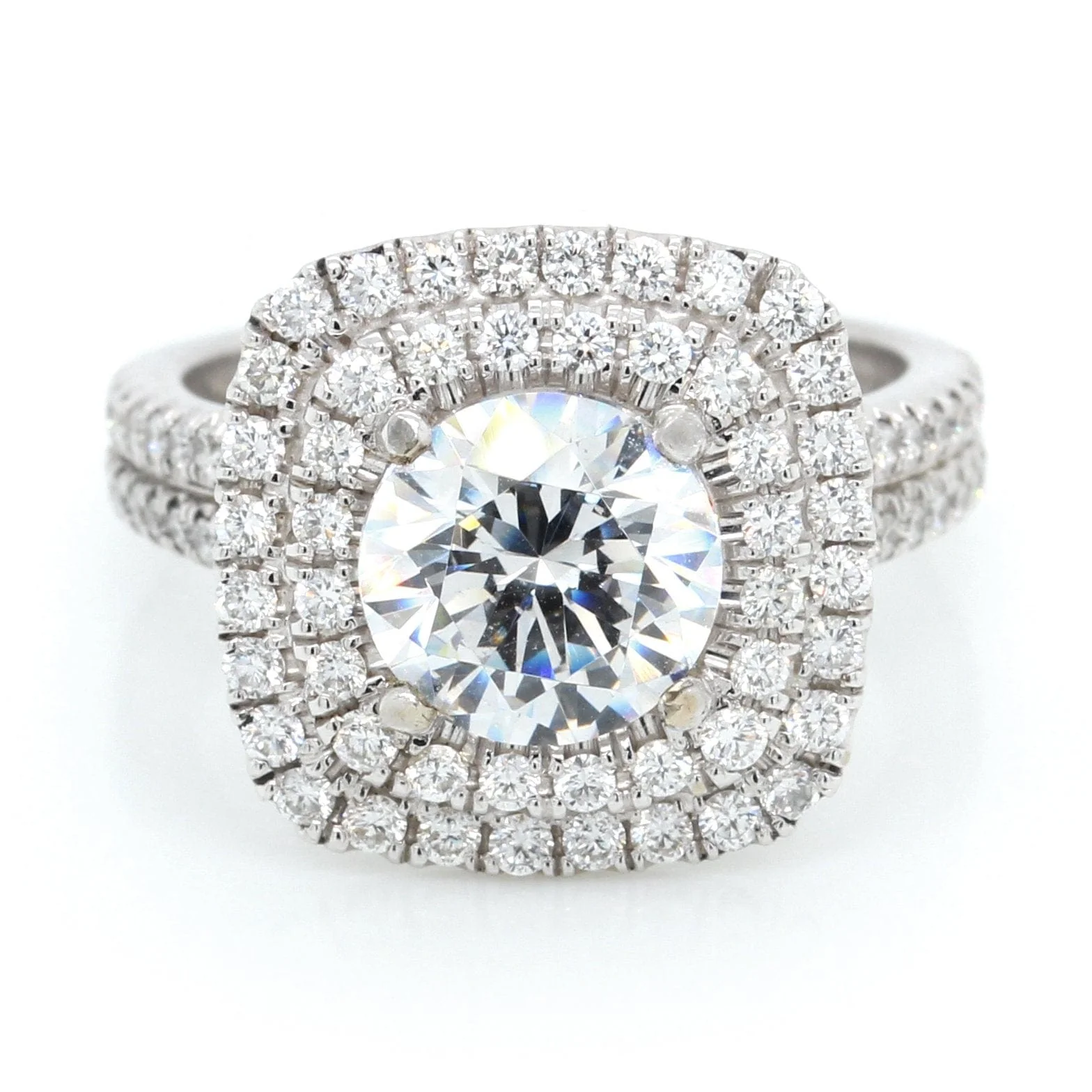 18K White Gold Double Halo Engagement Ring Setting - Image 2