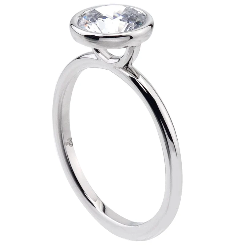 Platinum Bezel-Set Engagement Ring Setting - Image 3