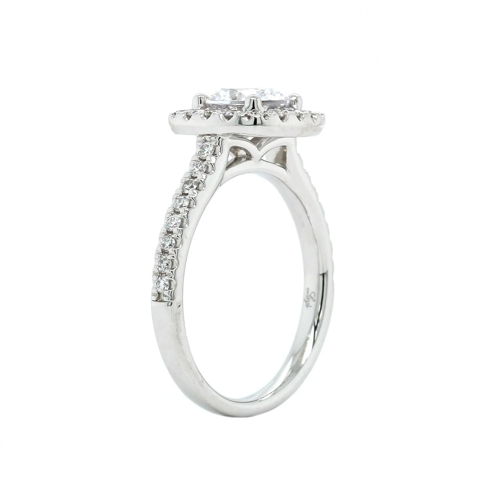 Platinum Cushion Diamond Halo Engagement Ring Setting - Image 2