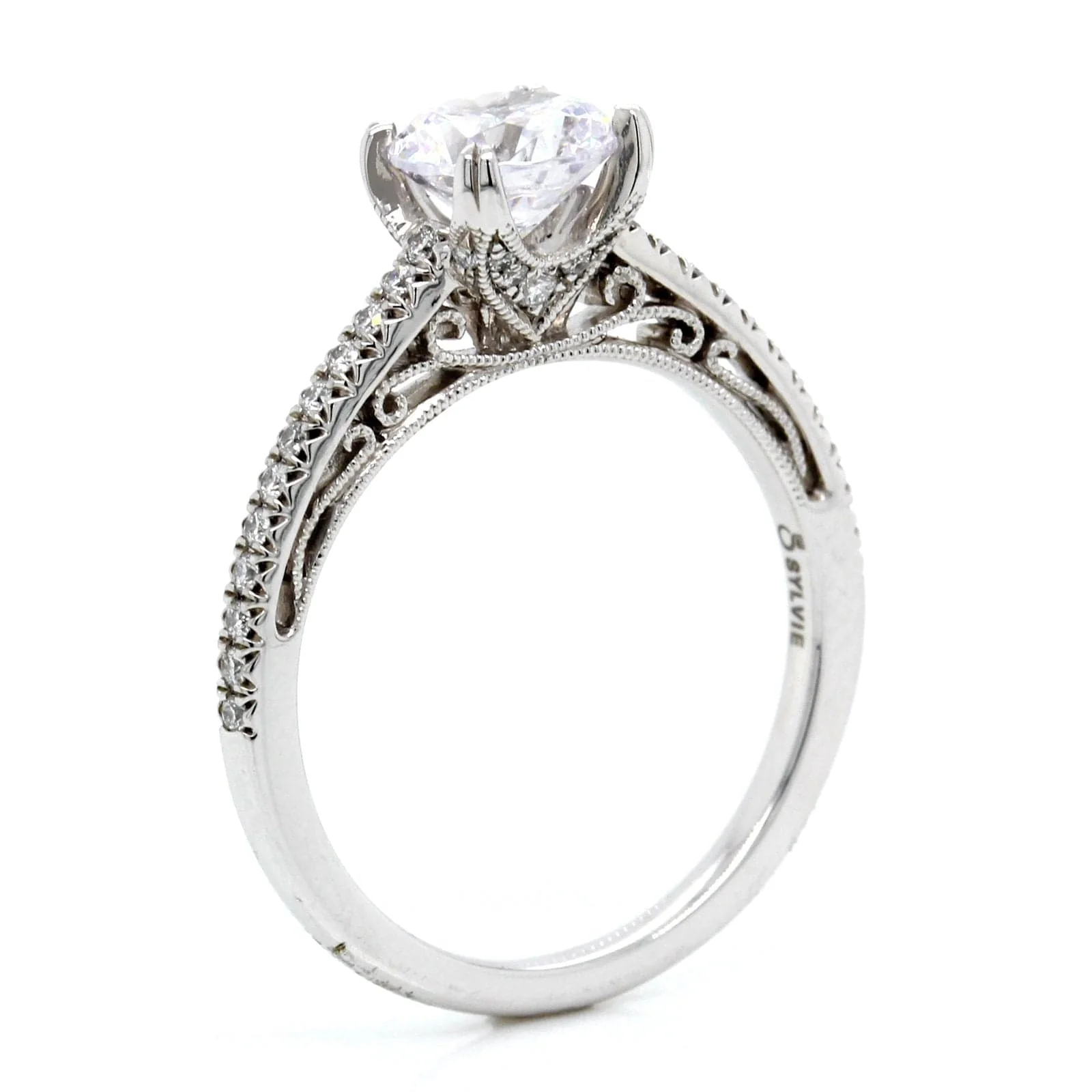 Platinum Vintage Engagement Ring Setting - Image 2