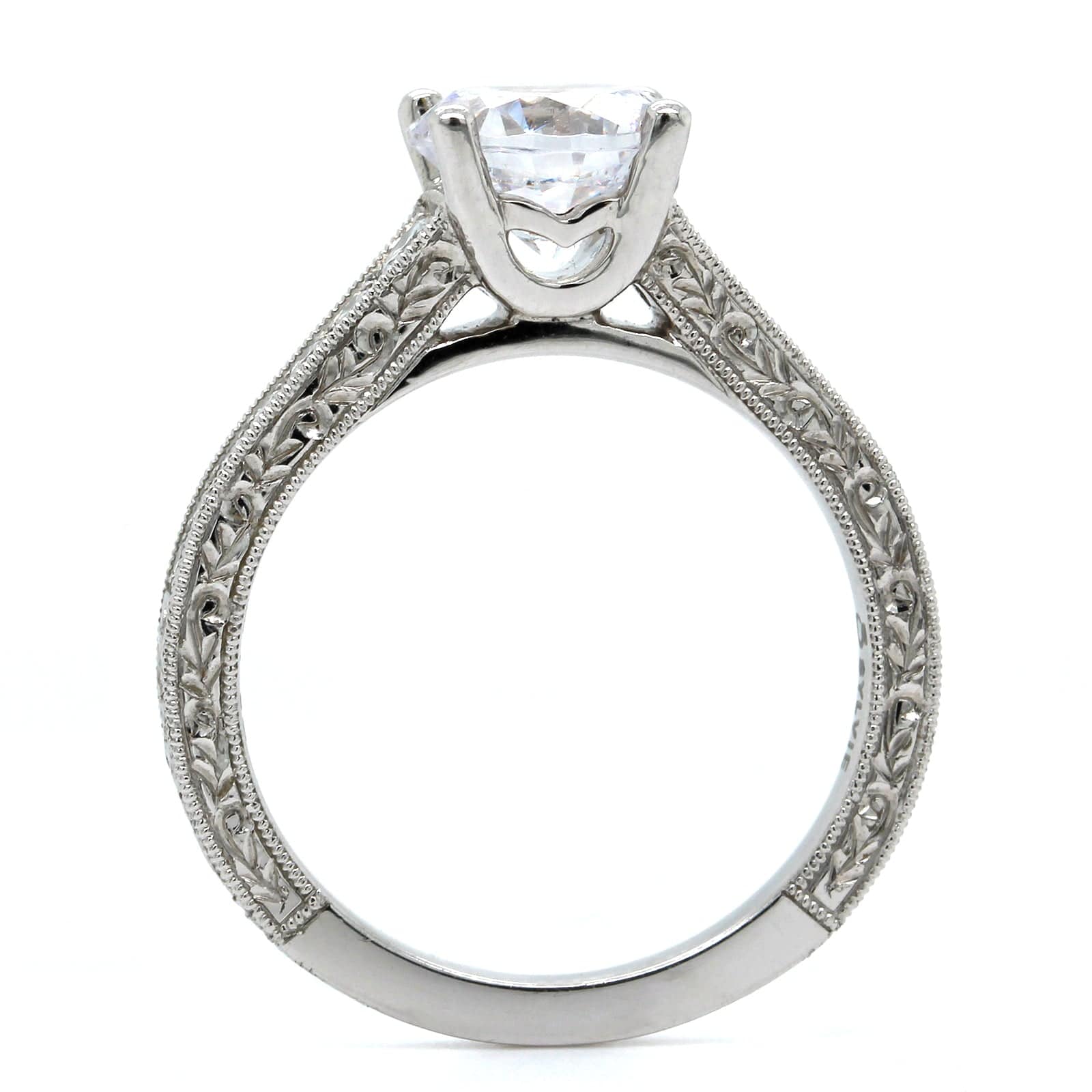 Platinum Diamond Vintage Inspired Engagement Ring Setting - Image 3