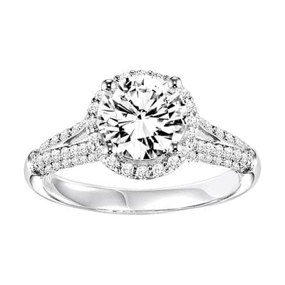 18K White Gold Classic Halo Engagement Ring Setting - Image 3
