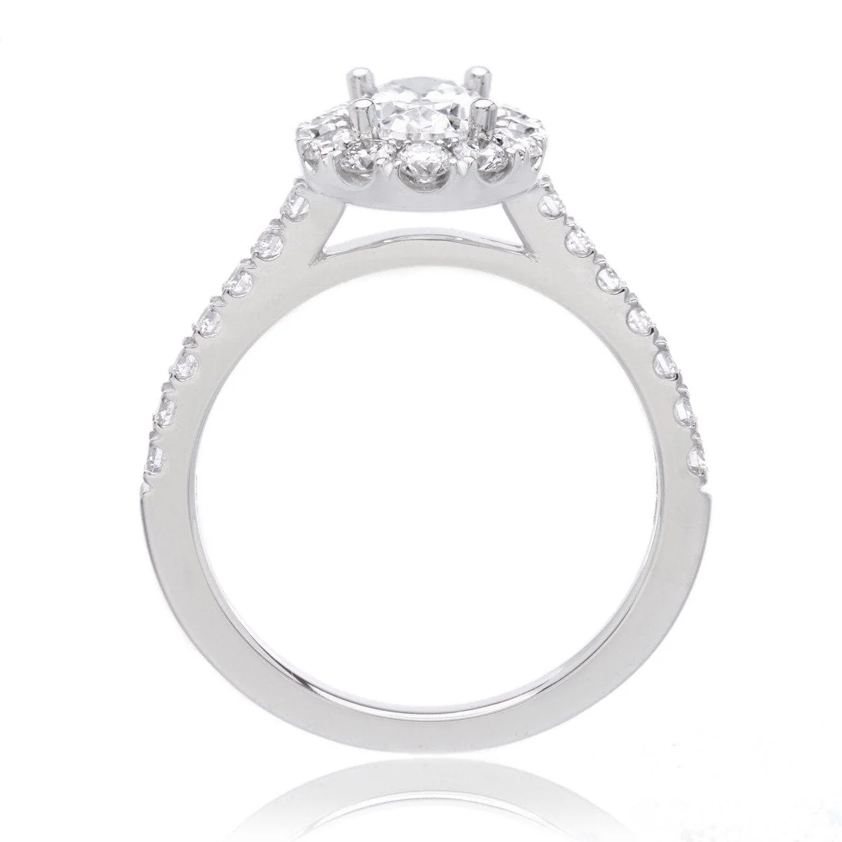 14K White Gold Classic Oval Halo Engagement Ring Setting - Image 3
