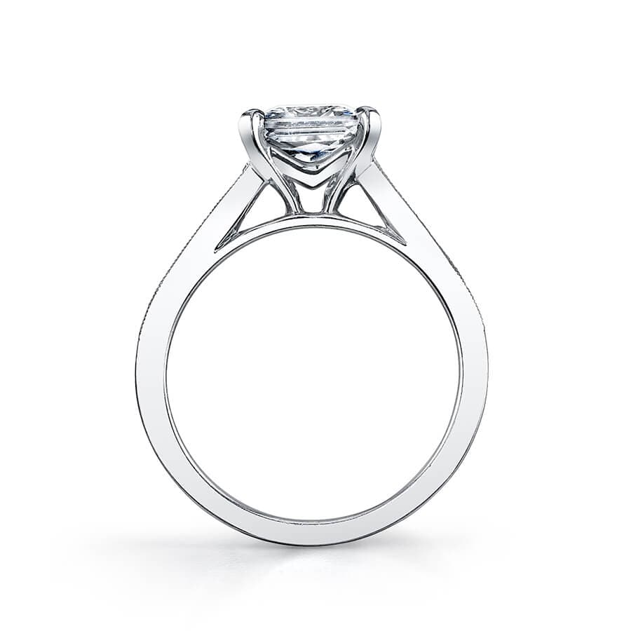 18K White Gold Baguette Diamond Engagement Ring Setting - Image 2