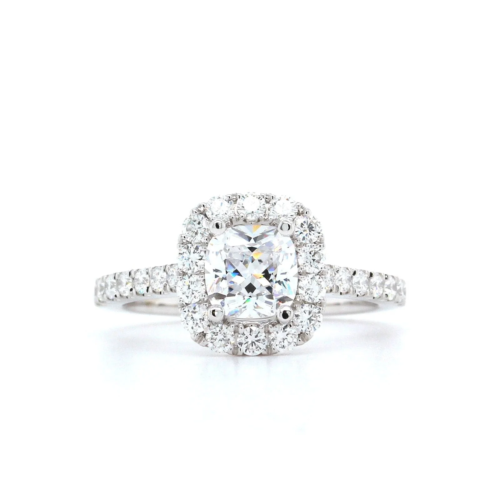 18K White Gold Diamond Halo Engagement Ring Setting