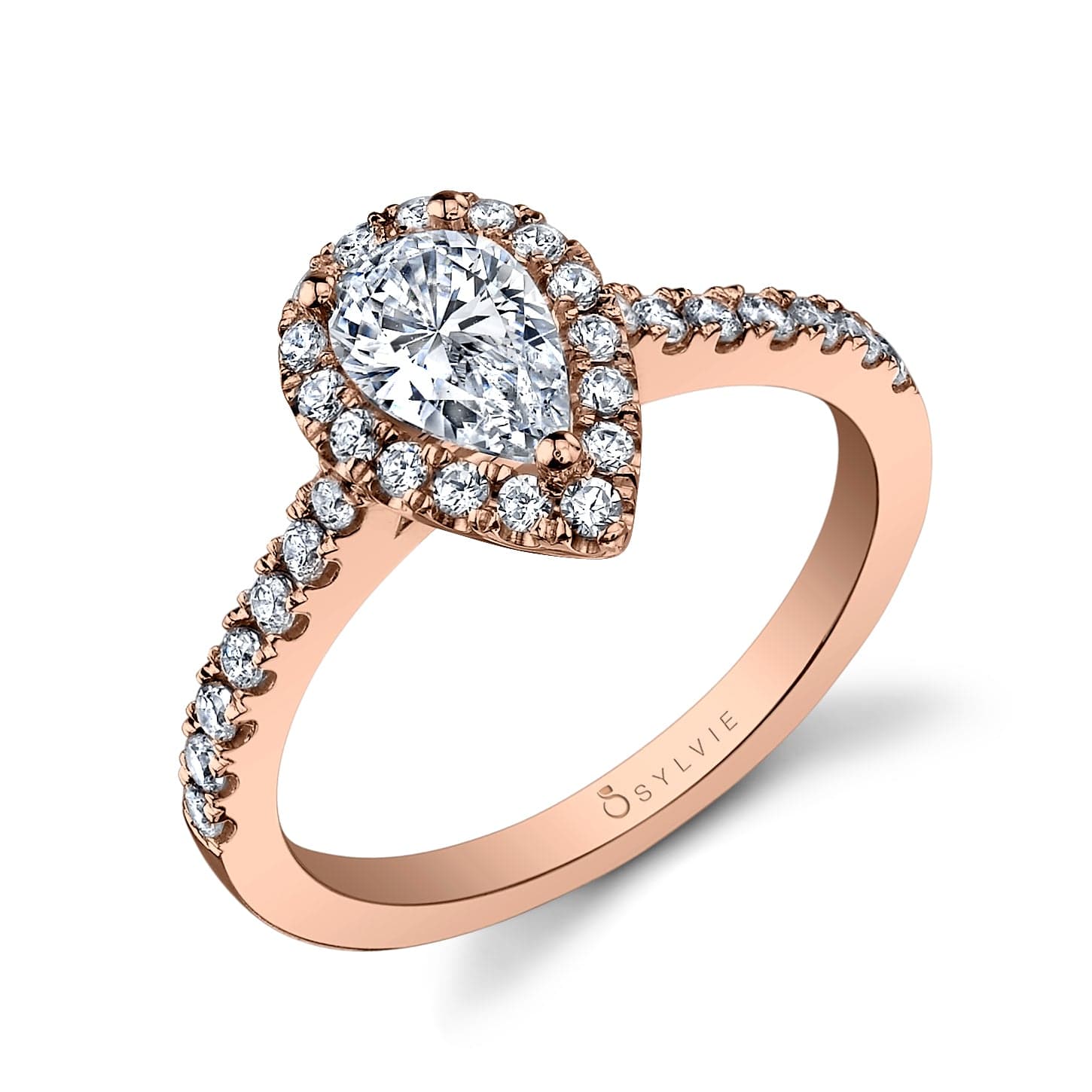 18K White Gold Pear Halo Engagement Ring Setting - Image 3