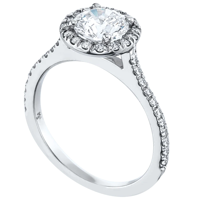 Platinum Halo Pave Engagement Ring Setting - Image 2