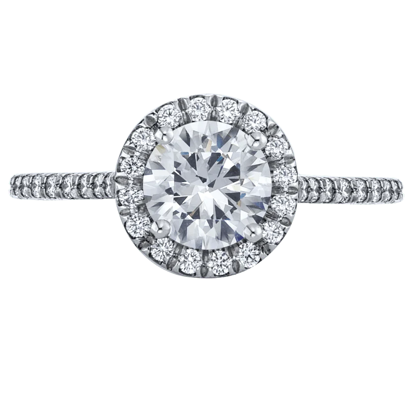 Platinum Halo Pave Engagement Ring Setting - Image 3