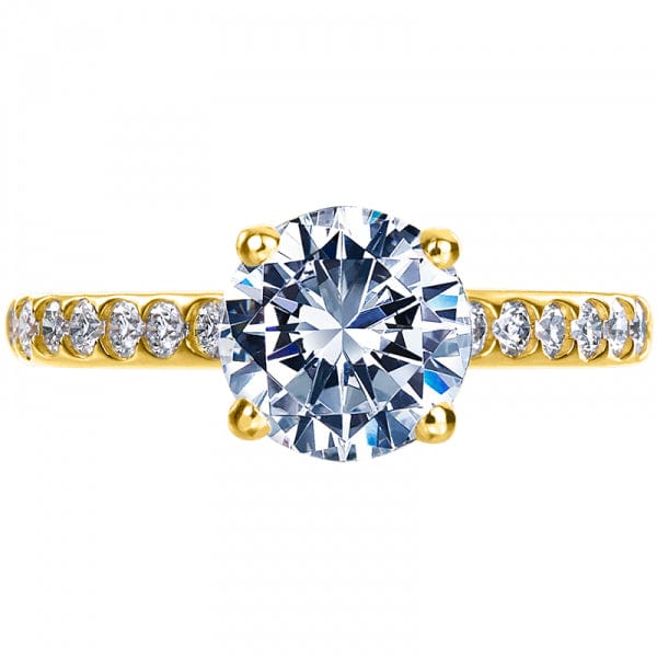 18K Rose Gold 4 Prong Diamond Sides Engagement Ring Setting - Image 5