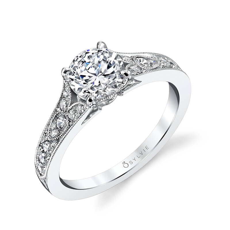 Platinum Vintage Style Engagement Ring Setting
