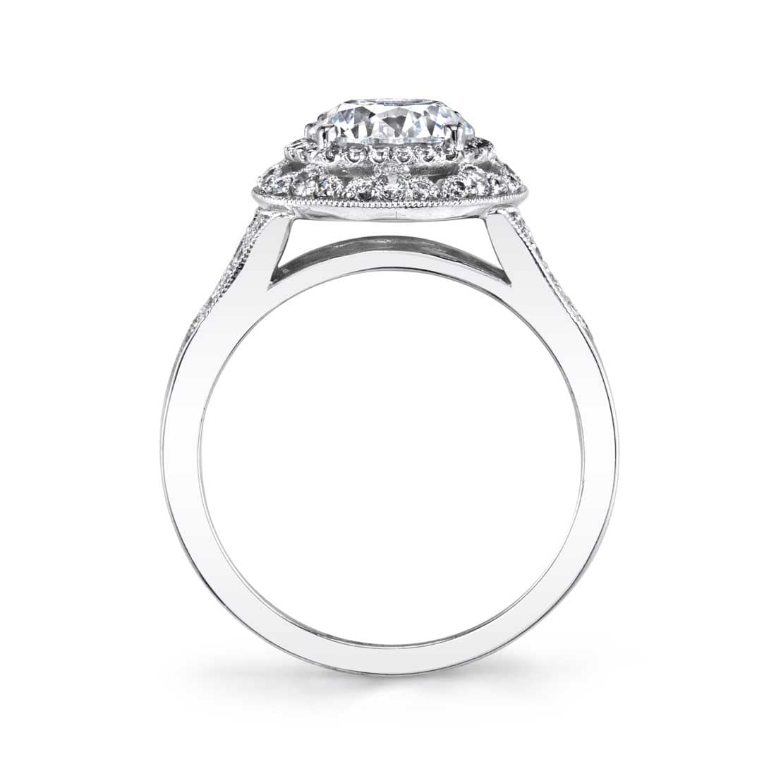 18K White Gold Vintage Style Engagement Ring Setting - Image 2