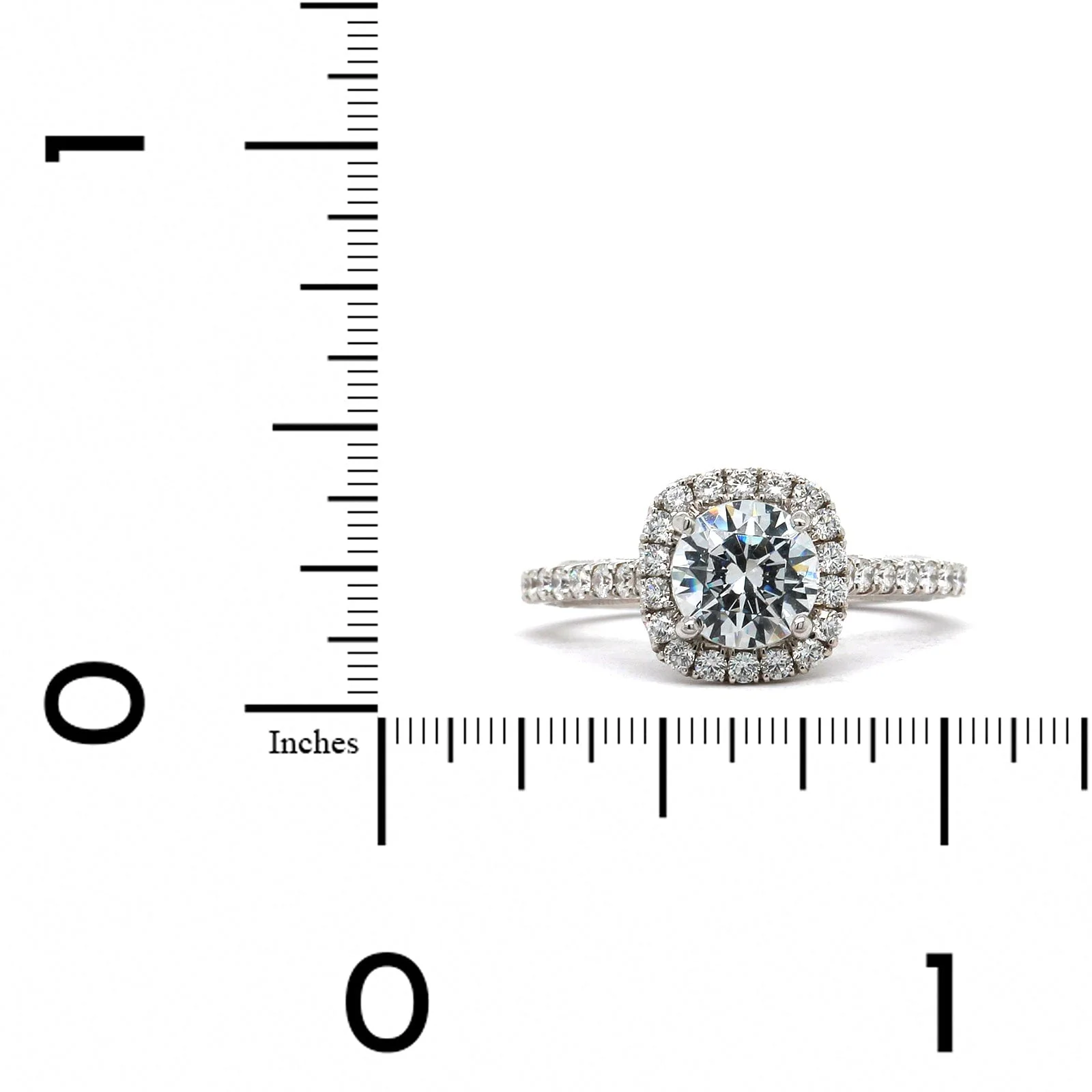 18K White Gold Cushion Cut Halo Engagement Ring Setting - Image 3