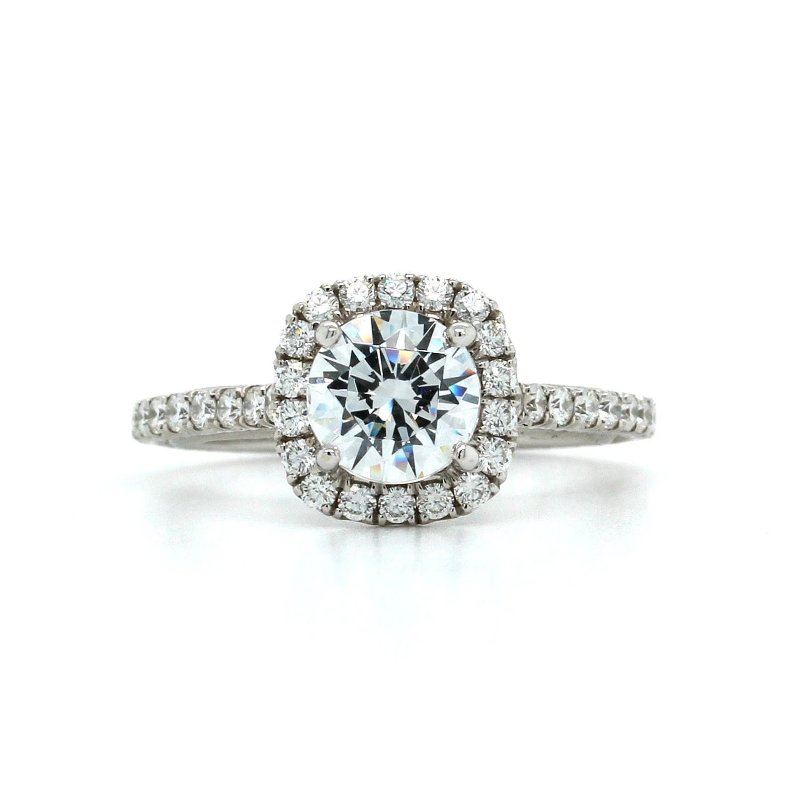 18K White Gold Cushion Cut Halo Engagement Ring Setting - Image 4