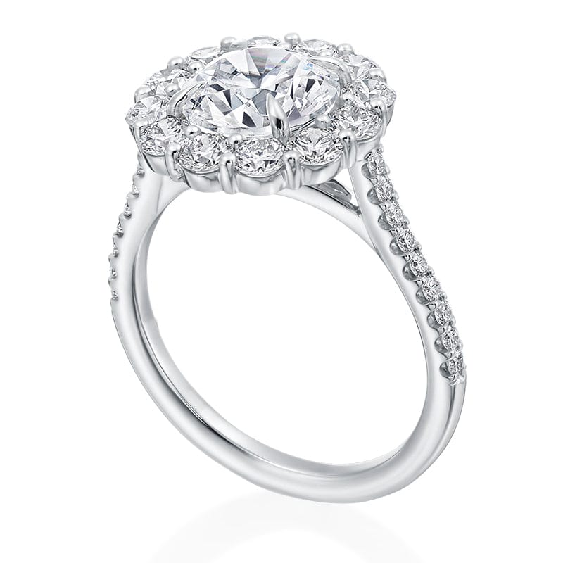 Platinum Oval Halo Engagement Ring Setting - Image 2