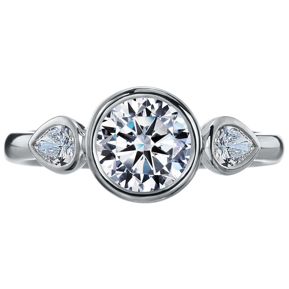 18K Rose Gold Three Stone Engagement Ring Setting - Image 6